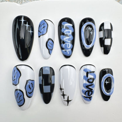 Handmade Nails/custom press on nails/party press on nails/Flakes for nails/Beautiful nails gift/nail art/Long nails/Almond nails