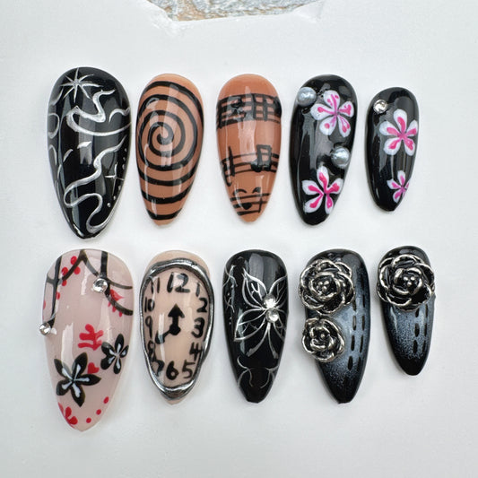 Handmade Nails/custom press on nails/party press on nails/Flakes for nails/Beautiful nails gift/nail art/Long nails/Almond nails