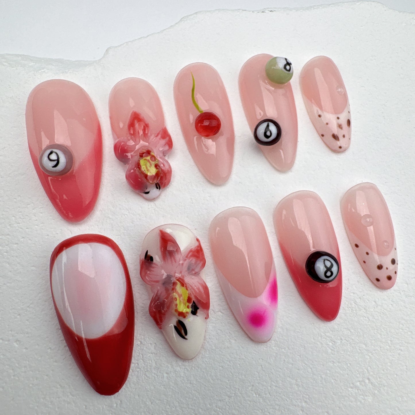 3D nails/custom press on nails/party press on nails/Flakes for nails/Beautiful nails gift/nail art/Long nails/Almond nails