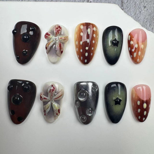 3D Nails/custom press on nails/party press on nails/Flakes for nails/wedding nails gift/Japanese nails/Long nails/Almond nails