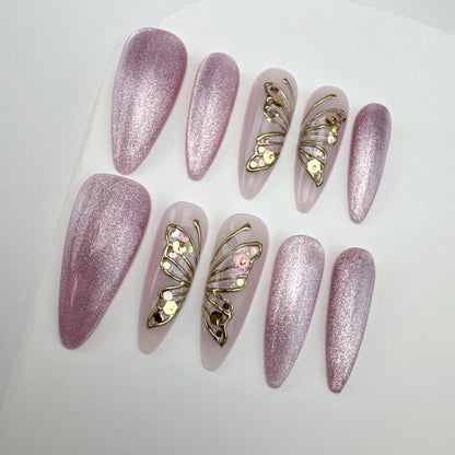 Handmade nails/custom press on nails/party press on nails/Flakes for nails/Beautiful nails gift/nail art/Long nails/Almond nails