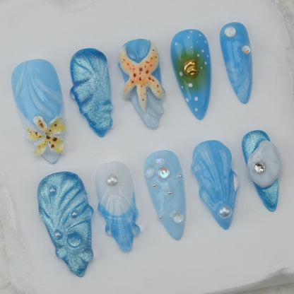 Handmade nails/custom press on nails/party press on nails/Flakes for nails/Beautiful nails gift/nail art/Long nails/Almond nails