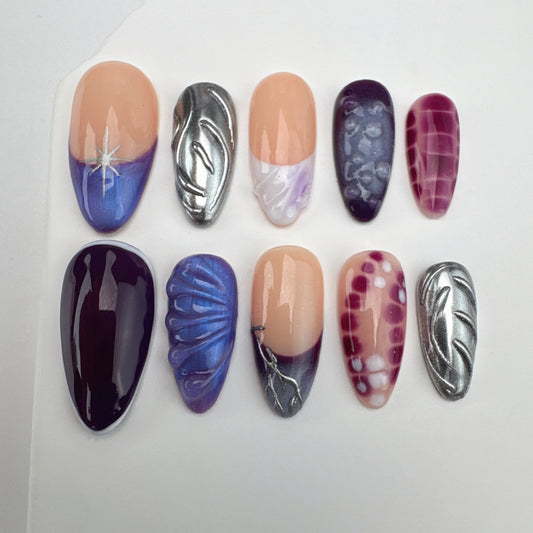 Handmade nails/custom press on nails/party press on nails/Flakes for nails/Beautiful nails gift/nail art/Long nails/Almond nails