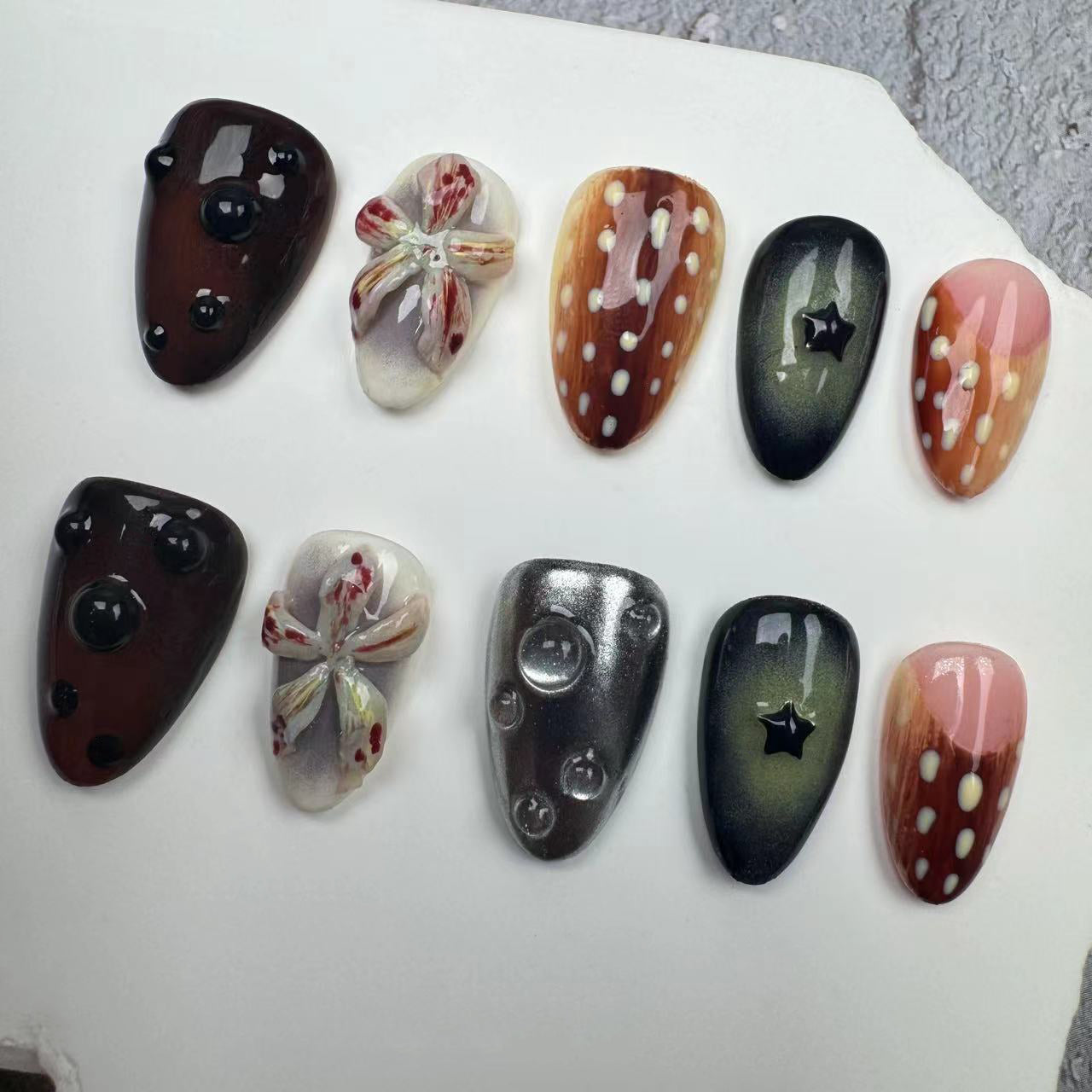 3D Nails/custom press on nails/party press on nails/Flakes for nails/wedding nails gift/Japanese nails/Long nails/Almond nails
