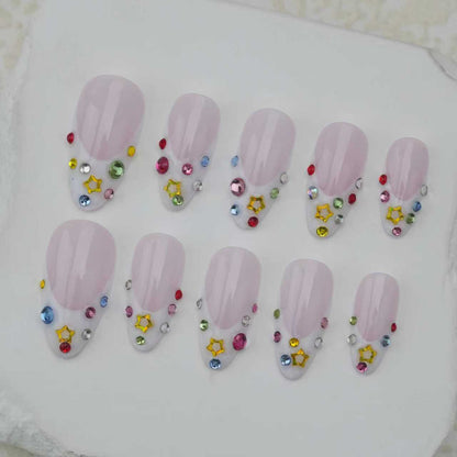 Handmade nails/custom press on nails/party press on nails/Flakes for nails/Beautiful nails gift/nail art/Long nails/Almond nail