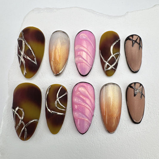 Handmade nails/custom press on nails/party press on nails/Flakes for nails/Beautiful nails gift/nail art/Long nails/Almond nails