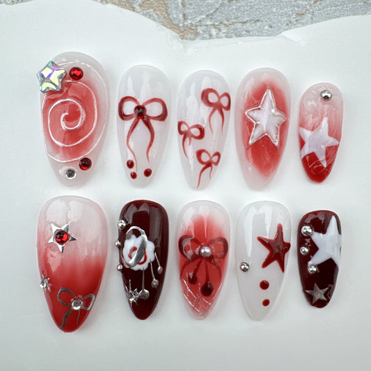 Handmade Nails/custom press on nails/party press on nails/Flakes for nails/Beautiful nails gift/nail art/Long nails/Almond nails